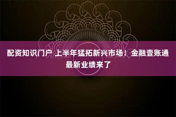 配资知识门户 上半年猛拓新兴市场！金融壹账通最新业绩来了